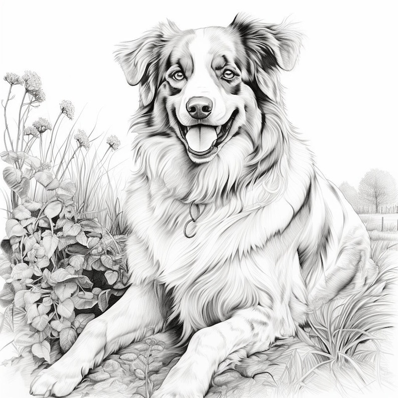 Australian Shepherd Coloring Book Pages - Etsy