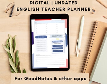 PLANIFICADOR DIGITAL SIN FECHA -El planificador diario de profesores de inglés para GoodNotes y otras aplicaciones para tabletas -Descarga digital en PDF- Recursos para profesores