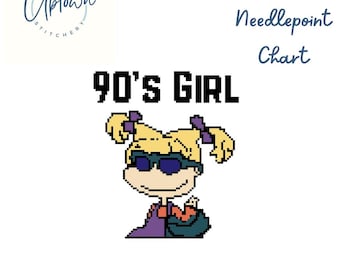 90s Girls - Digital PDF Needlepoint Chart Bundle for 18 Mesh