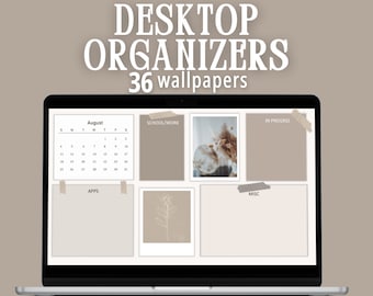 Get Organized And Make Your Desktop Beautiful  With This Neutral Boho 2023-2024 Desktop Wallpaper Organizer