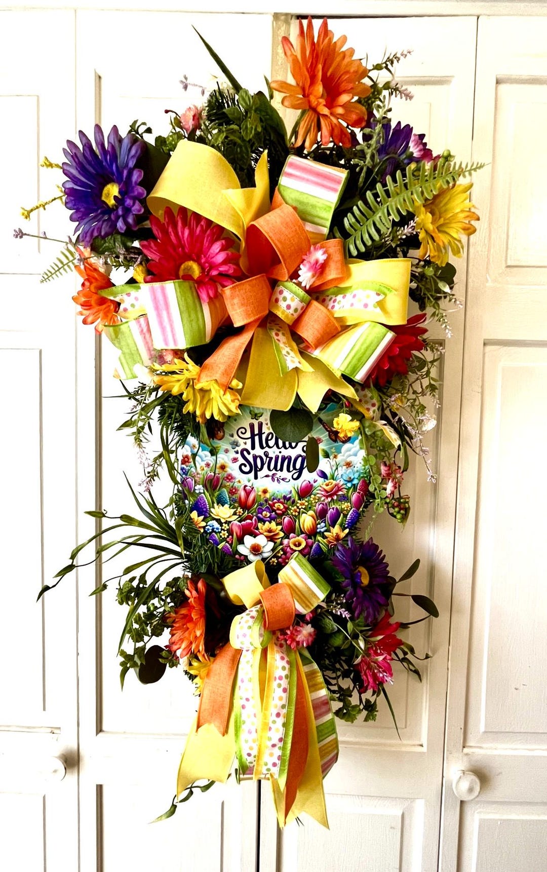 Spring Swag for Front Door, Floral Decor 42