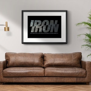 Iron Sharpens Iron, Proverbs 27 17 Bible Verse Wall Art, Scripture Wall Decor, Horizontal Rustic Wall Art, Large Poster Wall Decor