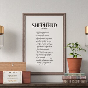 Psalm 23 NIV, Bible Verse Wall Art Prints, The Lord Is My Shepherd, Christian Home Decor Printable