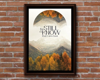 Be still and know that I am God, Psalms 46 10, Bible Verse Wall Art, Contemporary Wall Art, Modern Printable Scripture Art