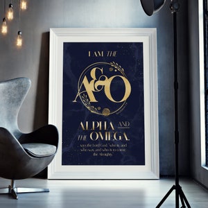 I Am The Alpha And Omega, Bible Verse Wall Art, Revelation 1 8, Scripture Printable, Printable Wall Art, Christian Wall Decor, Retro Design
