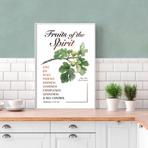 Galatians 5 22-23, The Fruits Of The Spirit, Bible Verse Wall Art Print, Christian Home Decor, Printable Botanical Scripture Wall Art