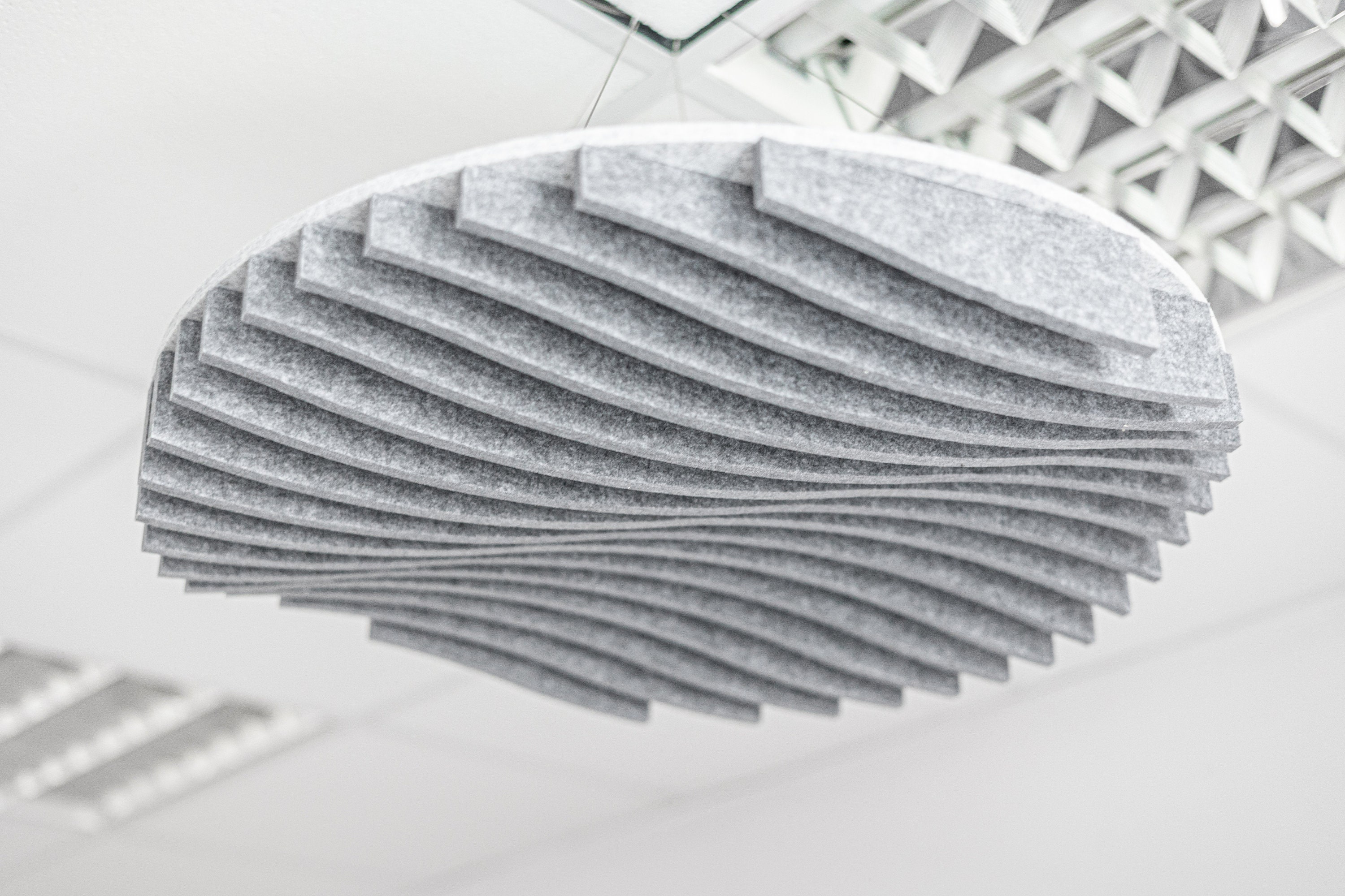 Handmade Acoustic Cloud Panel: Gray 3D Felt Sound Absorber
