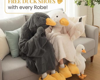 Bata con capucha de ganso, manta enteriza acogedora, pijama de forro polar extragrande y divertido, pijama de animales adorable, regalo para ella y para él - Snuggy Goose