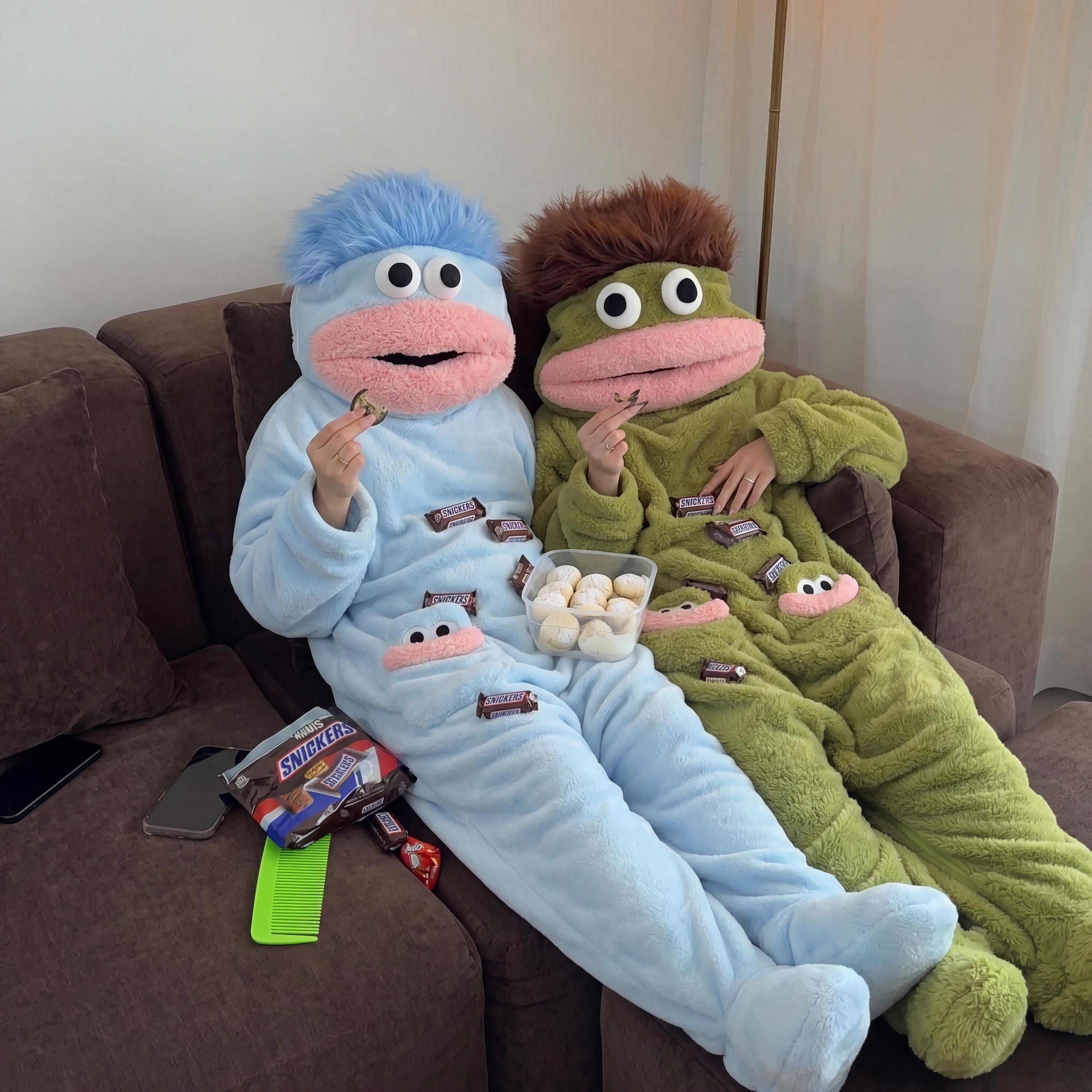 Funny Googly Eye Monster Frog Onesie, Hooded Wearable Blanket
