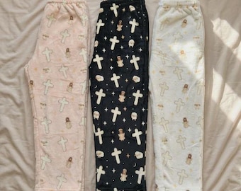 Christian Pyjama Hose | Weicher Flanell Cross & Angel Lounge Wear