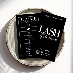 Editable Lash Aftercare Card Template | Beauty Flyer | Eyelash Care Card | Canva Template | Beauty Business Cards Aesthetic | Canva Template