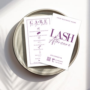 Lash Aftercare Card Template | Editable Design for Eyelash Techs | Salon-Quality Aftercare Instructions | Eyelash Business Branding