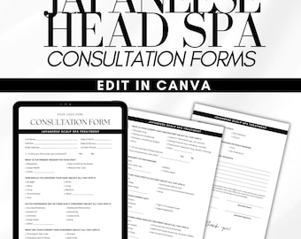 Japanese Head Spa Consultation Forms, Scalp Treatment Intake (Editable Canva Template), Scalp Spa Treatment forms for hairdressers
