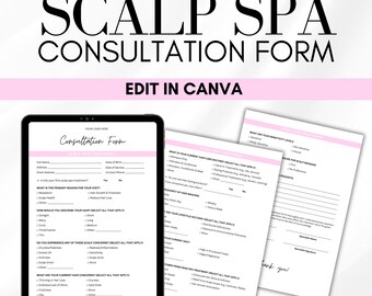 Japanese Scalp Spa Consultation Form, Editable Intake Forms (Canva) for Head Spa Massage, Hairdressers