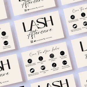 Lash Aftercare Card Template | Editable Design for Lash Techs | Salon-Quality Aftercare Instructions | Beauty Business Branding