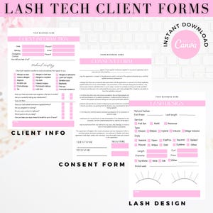 Editable Lash Tech Consent Form, Client Intake Template, Eyelash Extension Forms, Editable Consent Templates, For Lash Artists