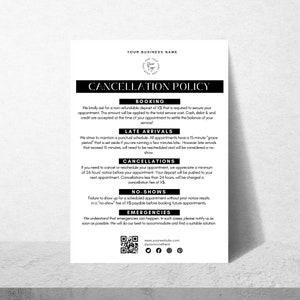 Editable Salon Cancellation Policy Template, Small Business Form (Digital) for Lash Artists, Lash Extensions, Esthetician, Beauty Specialist