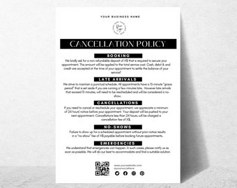 Modèle modifiable de politique d'annulation de salon, formulaire pour petite entreprise (numérique) pour les artistes cils, les extensions de cils, les esthéticiennes et les esthéticiennes