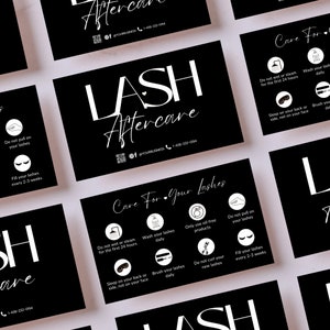 Lash Aftercare Card Template | Editable Design for Eyelash Techs | Salon-Quality Aftercare Instructions | Eyelash Business Branding