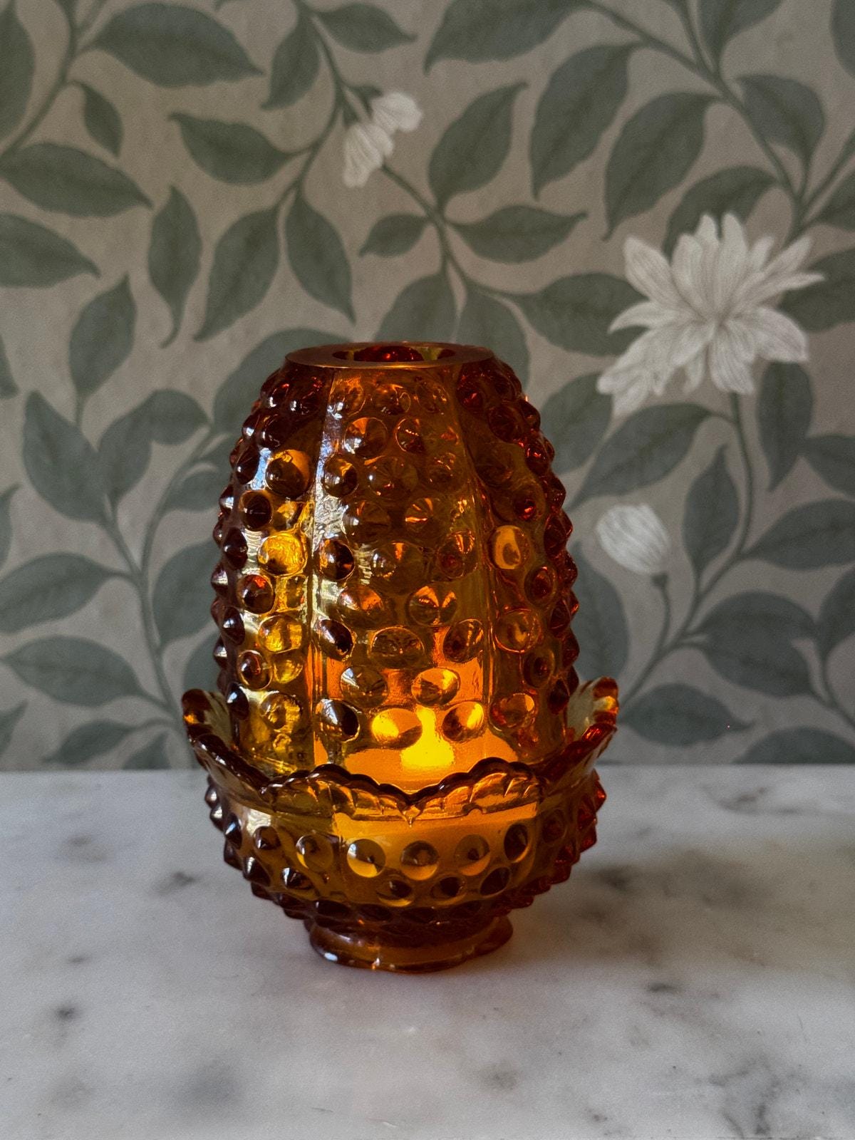 Amber Fenton Lamp - Etsy
