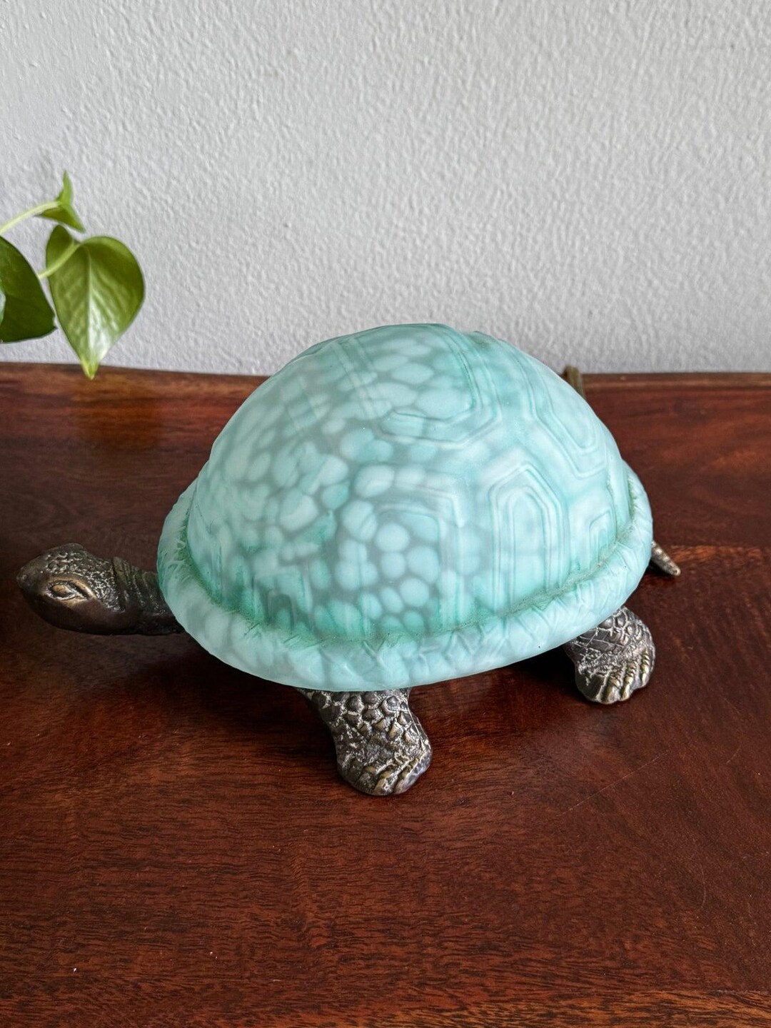 Turtle Accent Lamp Seafoam Green Glass Shell Tortoise Night Light - Etsy