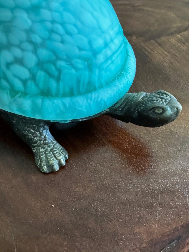 Turtle Accent Lamp Seafoam Green Glass Shell Tortoise Night Light - Etsy
