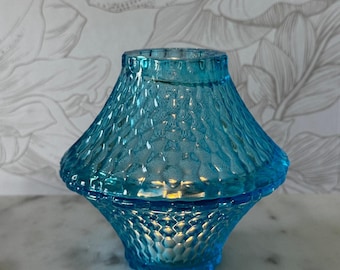 Vintage Indiana Glass Aqua Blue Pagoda Glass Fairy Lamp