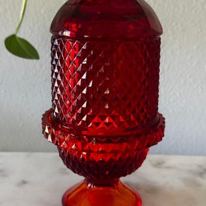 Lâmpada de fada Viking Glass Ruby Red Diamond Point