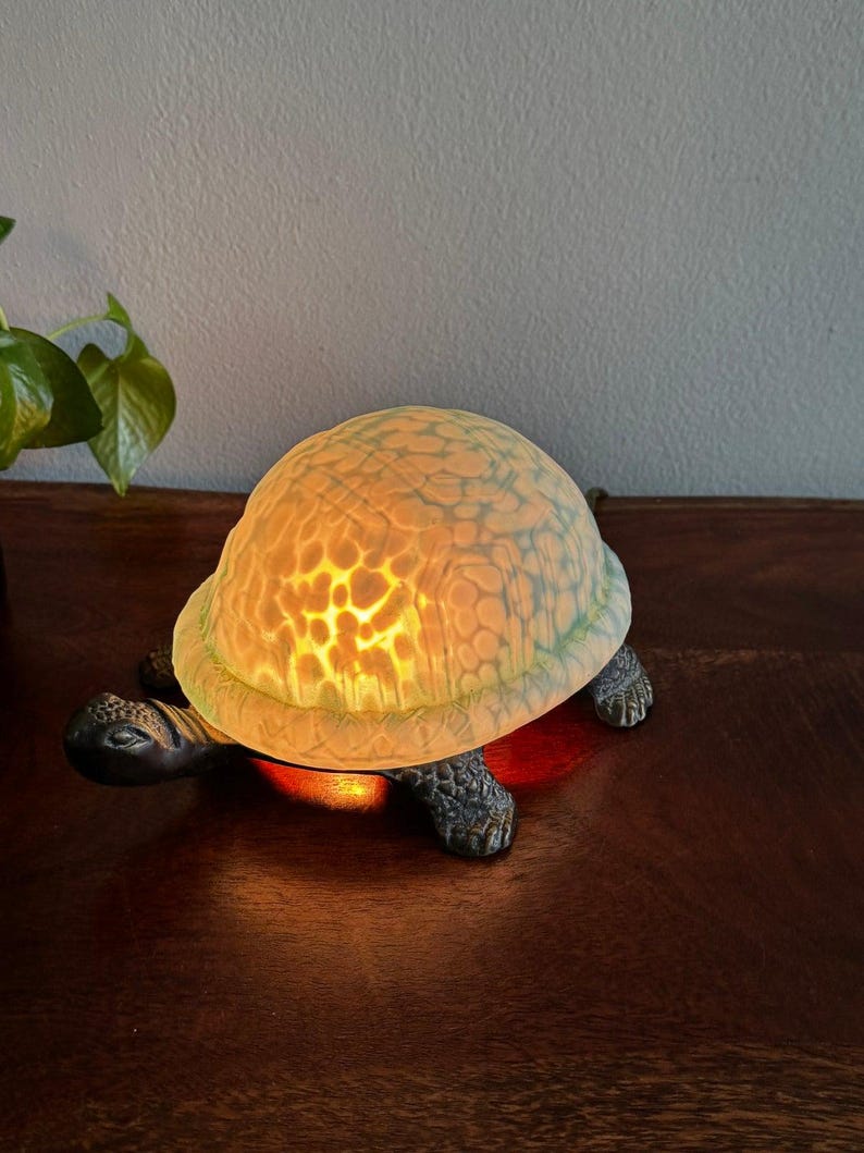 Turtle Accent Lamp Seafoam Green Glass Shell Tortoise Night Light - Etsy