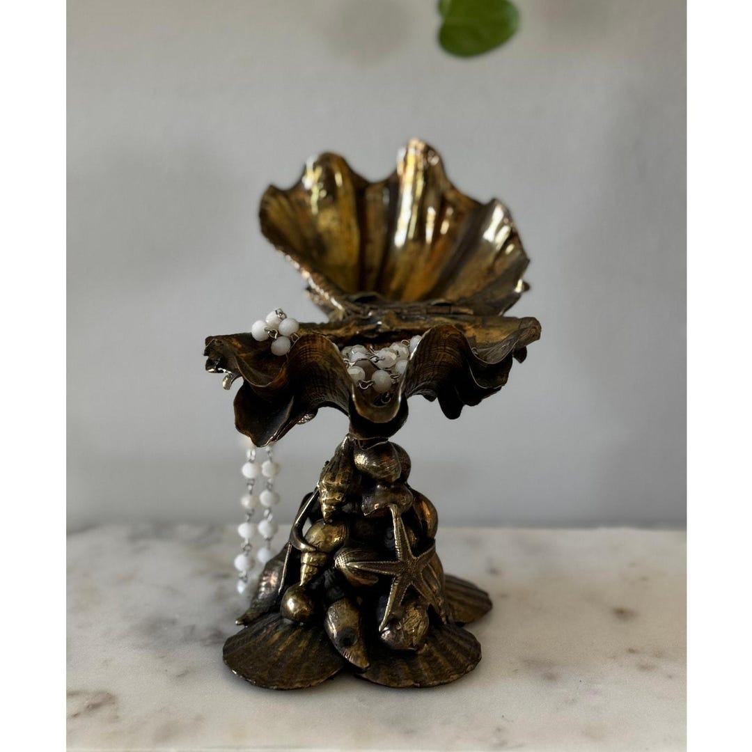 Maitland Smith Hinged Shell Box Brass Seashell Coastal Decor - Etsy