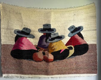 Bolivian Andean Tapestry Wall Hanging | Handwoven Folk Textile Art | Boho Global Home Decor
