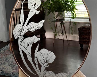 Vintage Tiffany Rose Mirror by Windsor Art – Oak Frame | Mid