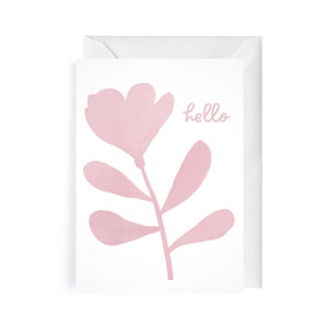 Tarjeta de felicitación minimalista rosa con diseño de flor de rosa, paquete de 3