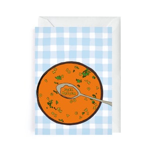 Carte Soupe à l'alphabet pour vous sentir mieux bientôt, carte Guérir bientôt, lot de 3