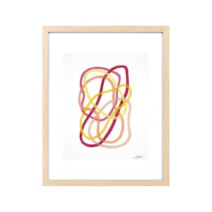 Colorful Abstract Art, Modern Organic Shape Art Print, Pink, Yellow, Peach