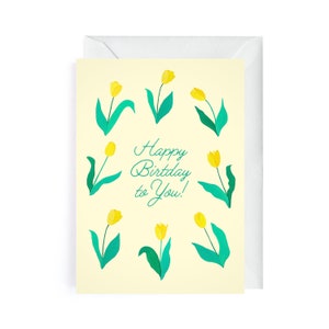 Yellow Tulips Happy Birthday Card, Pack of 3