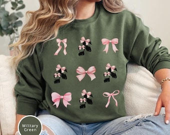 Coquette Bow Dance Shirt Gift for Her,Tap Dancing Sweatshirt for Tapper,Dancer Crewneck Sweater,Dance Lover Holiday Birthday Gift,Dance Team