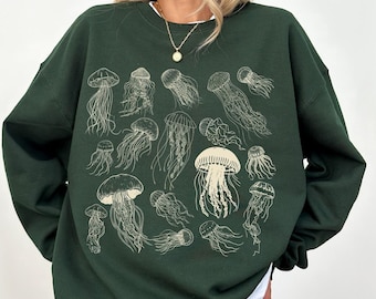 Vintage Aesthetic Jellyfish Sweatshirt Gift for Ocean Creature Lover, Comfort Colors Tshirt Marine Life Shirt, Marine Biologist Gift