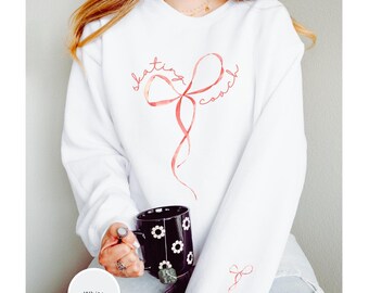 Personalized Ice Skating Coach Shirt Coquette Bow Sweatshirt Skating Coach Gift, Figure Skating Coach Custom Name on Sleeve Girly Sweater