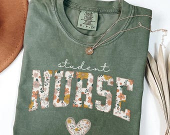 Student Nurse Shirt Nursing Student Gift, Comfort Colors Retro Floral Nursing School Tshirt, Future RN Tee, Nurse in Training T-Shirt