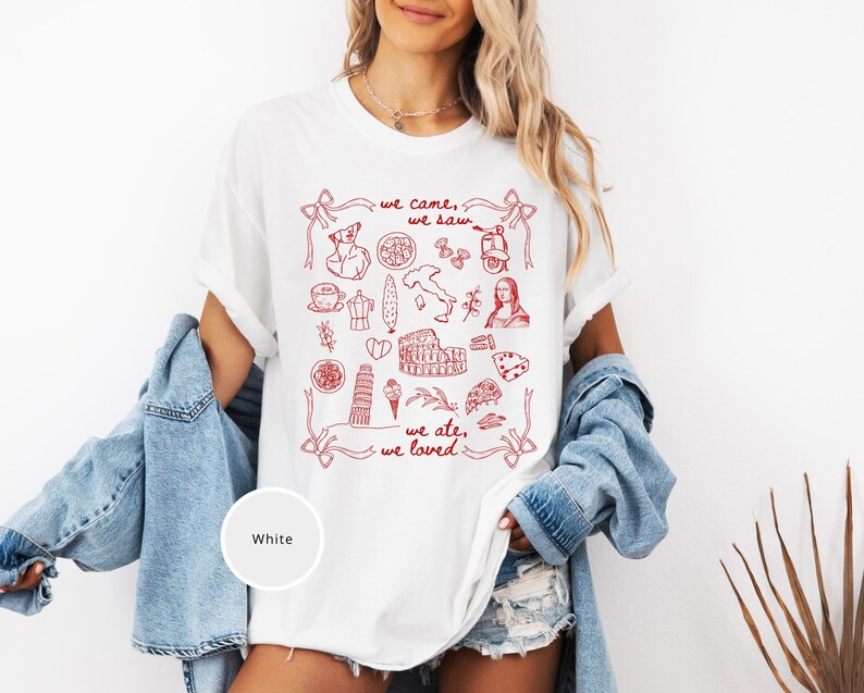 Italy Shirt, Italy Vacation Tshirt Gift for Her, Comfort Colors Love Italy Shirt, Sister Trip Italy, Girls Trip Italy, Coquette Italian Shirt, Italy Gift, Doodle Sketch Italy Travel Shirt, Ciao Shirt Plus Size