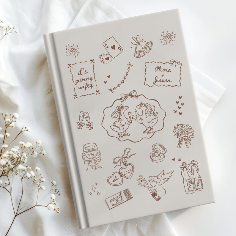 Personalized LGBTQ engagement gift wedding planning journal with a matte hardcover. Perfect for keeping track of all your wedding plans and ideas. Ideal gift for brides-to-be. Relevant for weddings, engagements, proposal parties and bridal showers gift for lesbian couples. Future Mrs. & Mrs. gift.