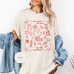 Italy Shirt, Italy Vacation Tshirt Gift for Her, Comfort Colors Love Italy Shirt, Sister Trip Italy, Girls Trip Italy, Coquette Italian Shirt, Italy Gift, Doodle Sketch Italy Travel Shirt, Ciao Shirt Plus Size