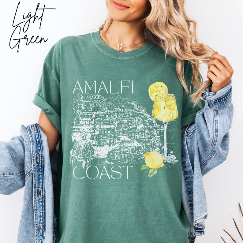 Comfort Colors Summer Tshirt Amalfi Coast Travel Shirt Gift for Her, Watercolor Lemon Limoncello Graphic Tee, Italy Vacation Beach Coverup Plus Sizes