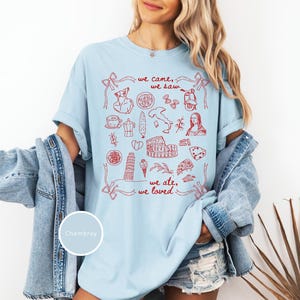 Italy Shirt, Italy Vacation Tshirt Gift for Her, Comfort Colors Love Italy Shirt, Sister Trip Italy, Girls Trip Italy, Coquette Italian Shirt, Italy Gift, Doodle Sketch Italy Travel Shirt, Ciao Shirt Plus Size