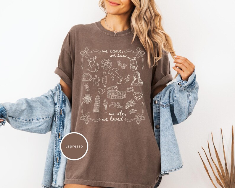 Italy Shirt, Italy Vacation Tshirt Gift for Her, Comfort Colors Love Italy Shirt, Sister Trip Italy, Girls Trip Italy, Coquette Italian Shirt, Italy Gift, Doodle Sketch Italy Travel Shirt, Ciao Shirt Plus Size