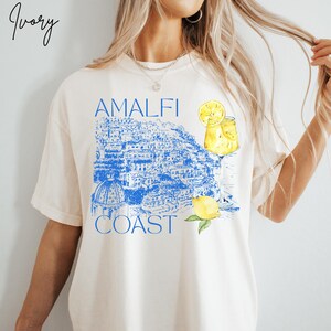 Comfort Colors Summer Tshirt Amalfi Coast Travel Shirt Gift for Her, Watercolor Lemon Limoncello Graphic Tee, Italy Vacation Beach Coverup Plus Sizes