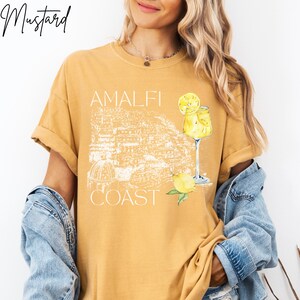 Comfort Colors Summer Tshirt Amalfi Coast Travel Shirt Gift for Her, Watercolor Lemon Limoncello Graphic Tee, Italy Vacation Beach Coverup Plus Sizes