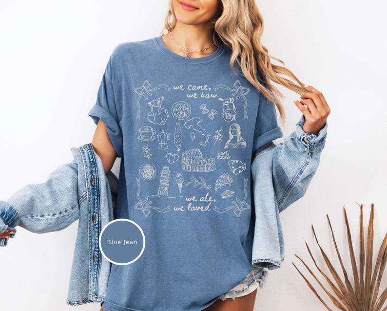 Italy Shirt, Italy Vacation Tshirt Gift for Her, Comfort Colors Love Italy Shirt, Sister Trip Italy, Girls Trip Italy, Coquette Italian Shirt, Italy Gift, Doodle Sketch Italy Travel Shirt, Ciao Shirt Plus Size
