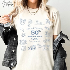 Sara's Custom Costa Rica Family Vacation - Personalized 50th Anniversary Shirt - Front and Back Designs - Unisex Adult, Youth, Toddler Sizes
